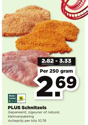 PLUS Per 250  Schnitzels aanbieding