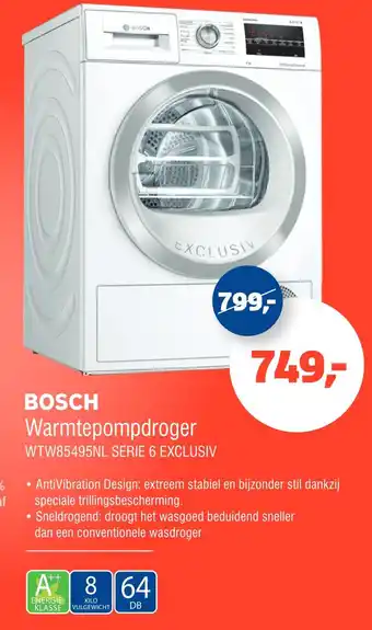 De Witgoed Specialist BOSCH Warmtepompdroger WTW85495NL SERIE 6 EXCLUSIV aanbieding