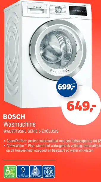 De Witgoed Specialist BOSCH Wasmachine WAU28T95NL SERIE 6 EXCLUSIV aanbieding