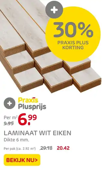 Praxis LAMINAAT WIT EIKEN Dikte 6 mm. Per m² aanbieding