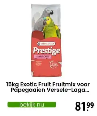 Zooplus 15kg Exotic Fruit Fruitmix voor Papegaaien Versele-Laga Vogelvoer aanbieding