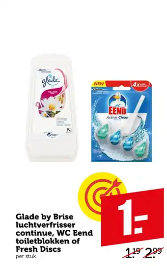 Coop Glade by Brise luchtverfrisser continue, WC Eend toiletblokken of Fresh Discs aanbieding