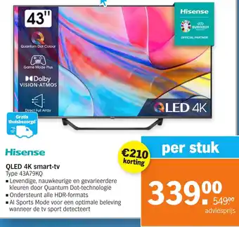 Albert Heijn Hisense QLED 4K smart-tv Type 43A79KQ aanbieding