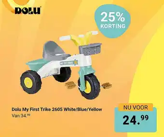 Van Asten BabySuperstore Dolu My First Trike 2605 White/Blue/Yellow aanbieding