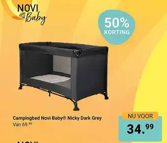 Van Asten BabySuperstore Campingbed Novi BabyⓇ Nicky Dark Grey aanbieding
