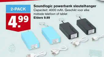 Hoogvliet Soundlogic powerbank sleutelhanger aanbieding