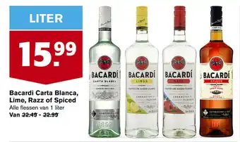 Hoogvliet Bacardi Carta Blanca, Lime, Razz of Spiced aanbieding