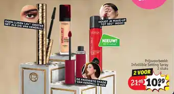 Kruidvat Infaillible Setting Spray 2 stuck aanbieding