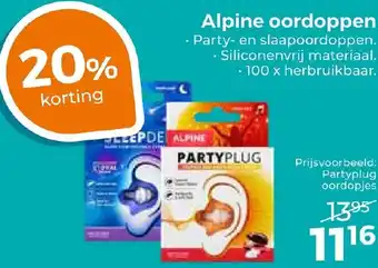 Trekpleister Alpine oordoppen aanbieding