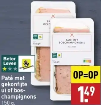 ALDI Paté met gekonfijte ui of boschampignons 150 g. aanbieding