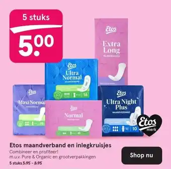 Etos Etos maandverband en inlegkruisjes aanbieding