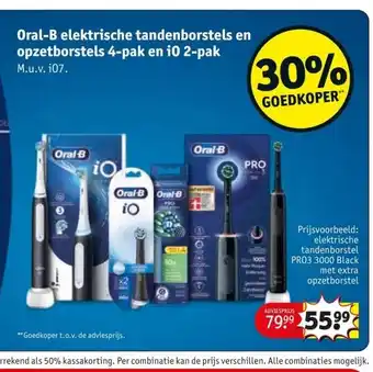 Kruidvat Oral-B elektrische tandenborstels en opzetborstels 4-pak en i0 2-pak aanbieding