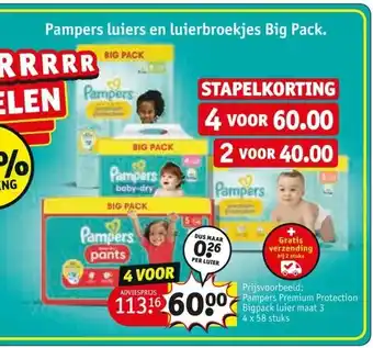 Kruidvat Pampers luiers en luierbroekjes Big Pack. aanbieding