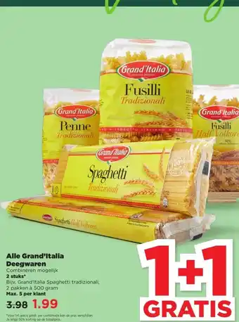 PLUS Alle Grand'Italia Deegwaren aanbieding