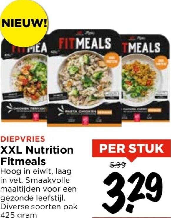 XXL Nutrition Fitmeals aanbieding bij Vomar Voordeelmarkt
