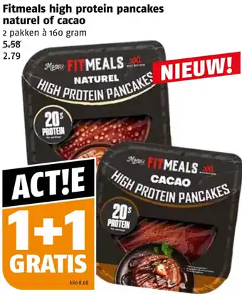 Poiesz Fitmeals high protein pancakes naturel of cacao aanbieding