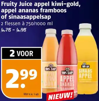 Poiesz Fruity Juice appel kiwi-gold, appel ananas framboos of sinaasappelsap aanbieding