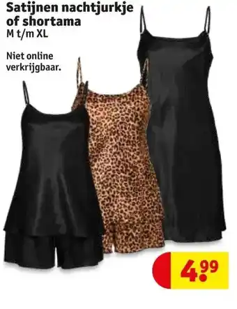 Kruidvat Satijnen nachtjurkje of shortama M t/m XL aanbieding