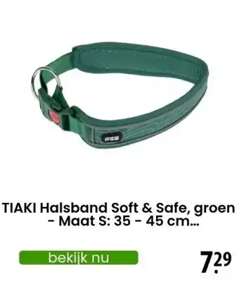 Zooplus TIAKI Halsband Soft & Safe, groen - Maat S: 35 - 45 cm Halsomvang, B 40 mm aanbieding