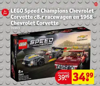 Kruidvat LEGO Speed Champions Chevrolet Corvette c8.r racewagen en 1968 Chevrolet Corvette OO 76903 aanbieding