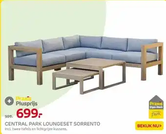 Praxis CENTRAL PARK LOUNGESET SORRENTO Incl. twee tafels en lichtgrijze kussens. aanbieding