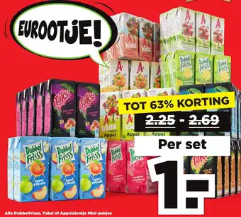 PLUS DubbelFrisss, Appelsientje of Taksi mini-pakje aanbieding