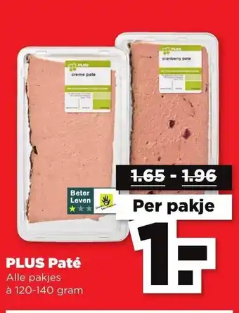 PLUS Plus Pate 120-140g aanbieding