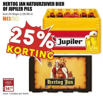 MCD Supermarkt HERTOG JAN NATUURZUIVER BIER OF JUPILER PILS aanbieding