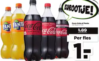 PLUS Coca-Cola of Fanta  1L aanbieding