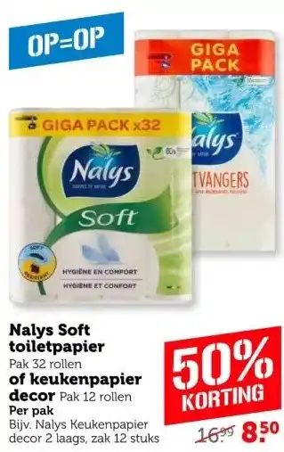 Coop Nalys Soft toiletpapier Pak 32 rollen aanbieding