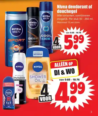 Dirk Nivea deodorant of douchegel aanbieding