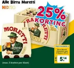 Boon`s Markt Alle Birra Moretti NIX18 aanbieding