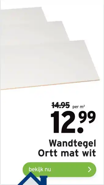 GAMMA Wandtegel Ortt mat wit aanbieding