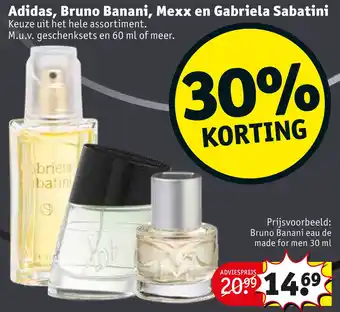 Kruidvat Adidas, Bruno Banani, Mexx en Gabriela Sabatini aanbieding