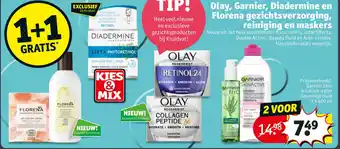 Kruidvat Olay, Garnier, Diadermine en Florena gezichtsverzorging, reiniging en maskers aanbieding