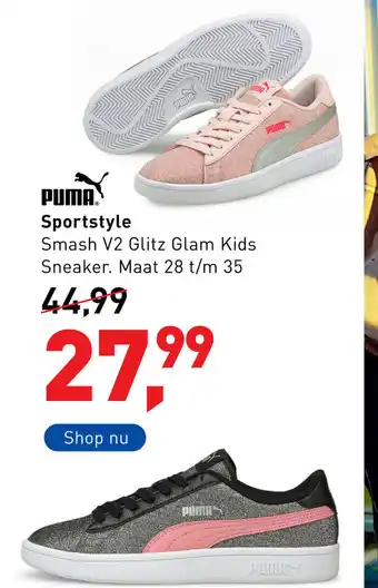 Intersport Puma Sportstyle Smash V2 Glitz Glam Kids sneaker 28-35 aanbieding