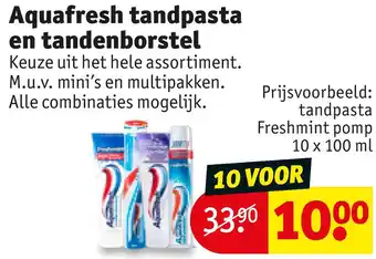 Kruidvat Aquafresh tandpasta en tandenborstel aanbieding