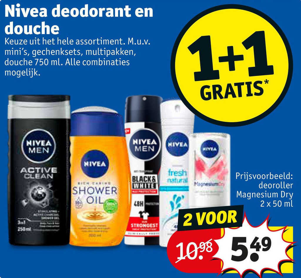 Nivea deodorant en douche aanbieding bij Kruidvat