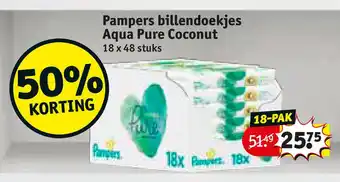 Kruidvat Pampers billendoekjes Aqua Pure Coconut aanbieding