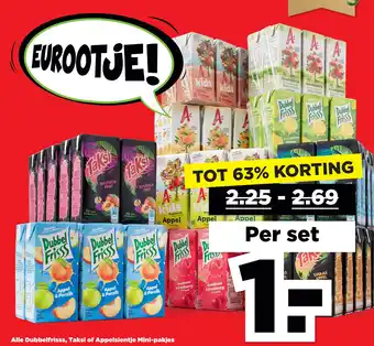 PLUS Alle Dubbelfrisss, Taksi of Appelsientje Mini-pakjes aanbieding