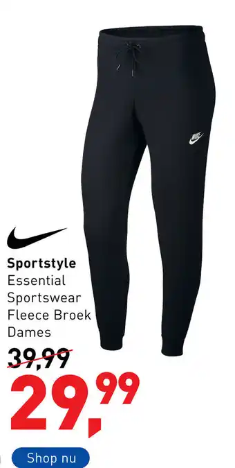 Intersport Nike Sportstyle Essential Sportswear Fleece broek dames aanbieding