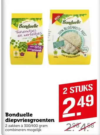 Coop Bonduelle Diepvriesgroente 2*300-400g aanbieding