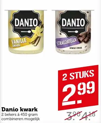 Coop Danio kwark 2*450g aanbieding