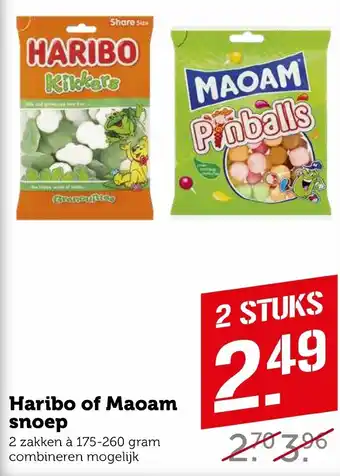 Coop Haribo of Maoam 2*175-260g aanbieding