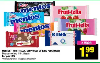 Big Bazar MENTOS“, FRUIT-TELLA, STOPHOEST OF KING PEPERMUNT aanbieding