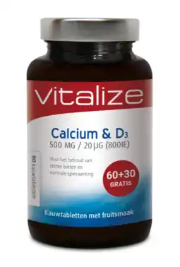 De Online Drogist Vitalize Calcium & D3 Kauwtabletten aanbieding