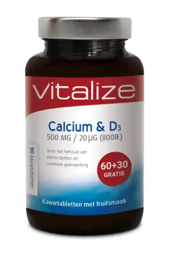 De Online Drogist Vitalize Calcium & D3 Kauwtabletten aanbieding