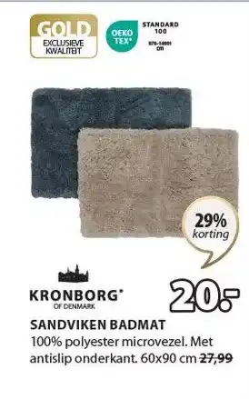 Jysk KRONBORG* OF DENMARK SANDVIKEN BADMAT aanbieding