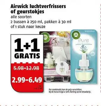 Poiesz Airwick Luchtverfrissers Of Geurstokjes 1+1 Gratis aanbieding