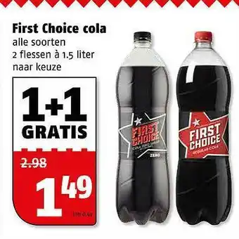 Poiesz First Choice Cola 1+1 Gratis aanbieding